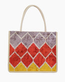 Large Leather & Silk Tote Bag - Rachel