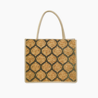 Large Leather & Silk Tote Bag - Leona