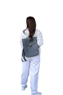 Natural Leather Saddle Backpack - Grey