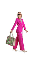 Large Leather & Silk Tote Bag - Gemma