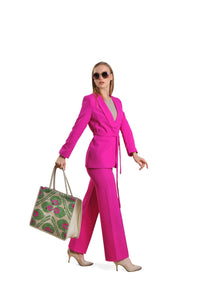 Large Leather & Silk Tote Bag - Gemma