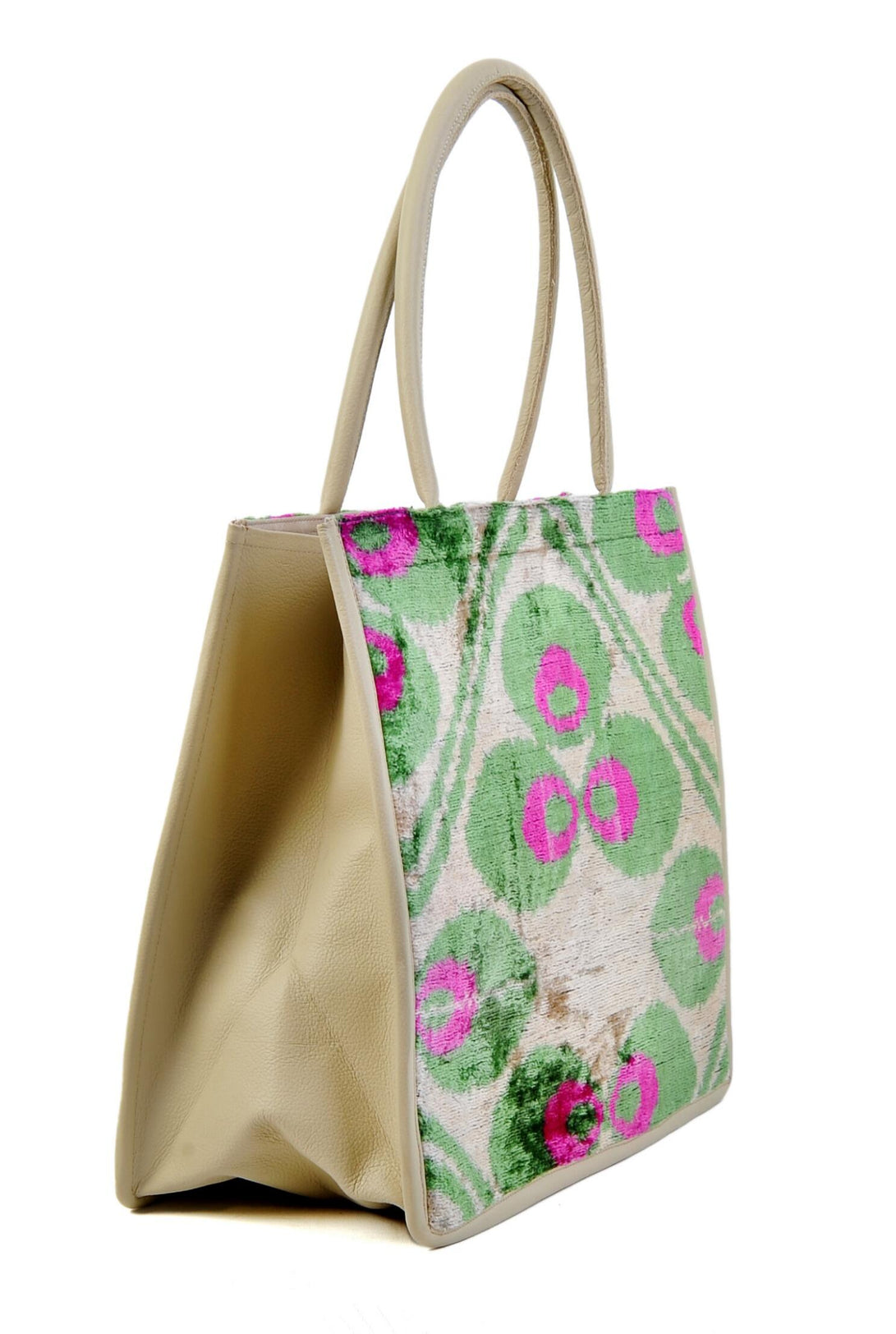 Large Leather and Silk Handbag – “Gemma”