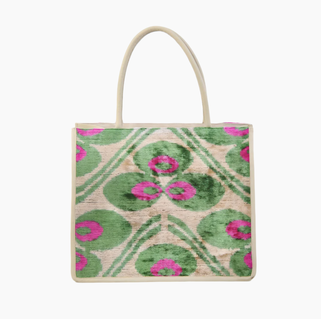 Large Leather and Silk Handbag – “Gemma”